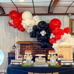 Red Black White Balloons 132pc Party Garland Arch Kit Decorations