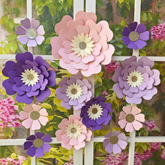 Blush Lilac Lavender Paper Flower for Girls Woman Birthday Party Backdrop Nurser