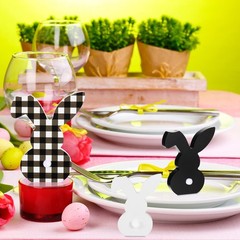 3 pcs Easter Bunny Table Wooden Signs Decor Spring Farmhouse Wood Bunnies Buffal