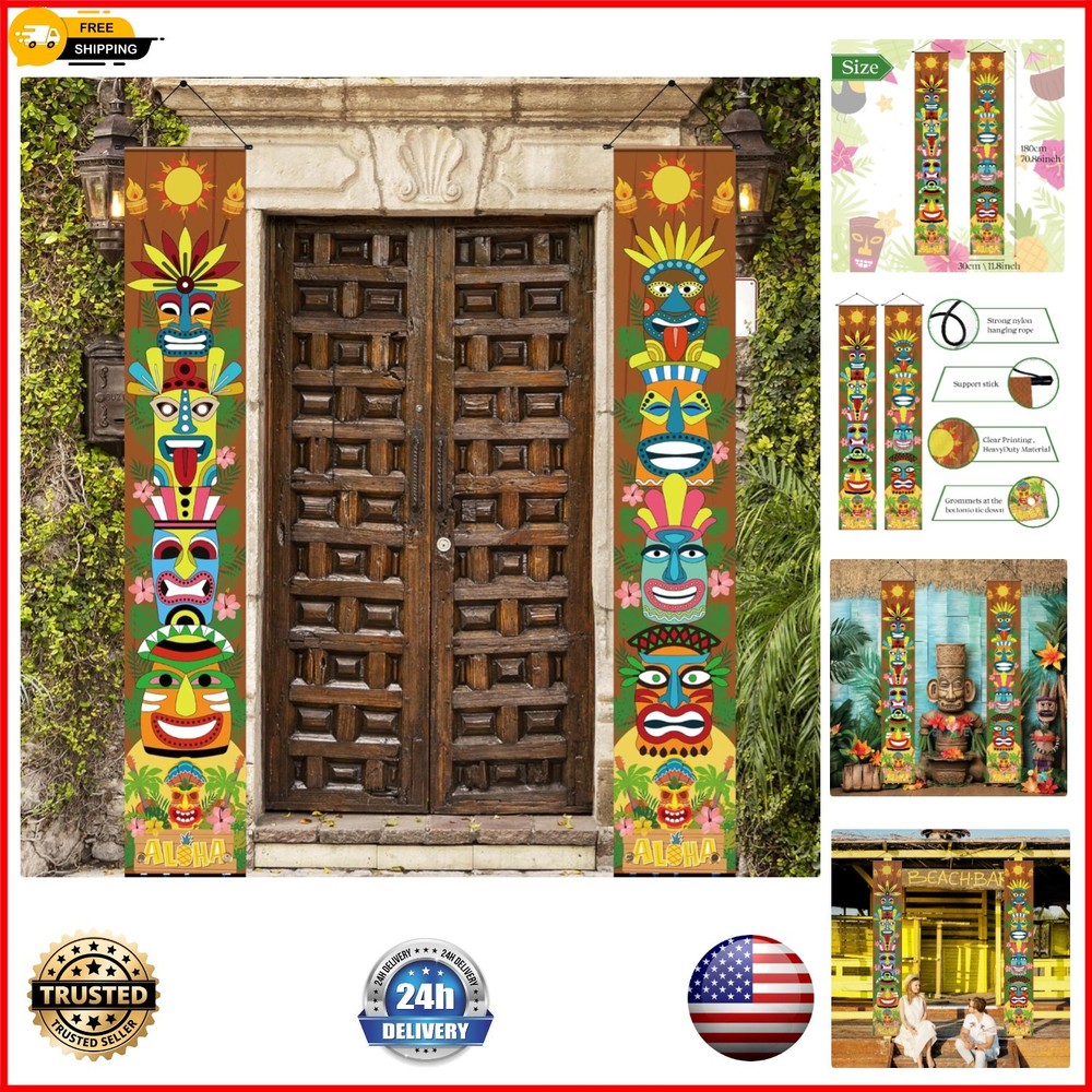 Vibrant Hawaiian Luau Party Backdrop – 2 Oversized Banners for Summer Events