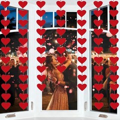 🔥2 Packs 72 Pcs Red Hearts Felt Garland Valentines Day Red Heart Hanging String