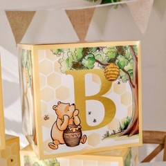 Winnie the Pooh Baby Shower Block Boxes – 4pc BABY Letter Stacking Decor Blocks