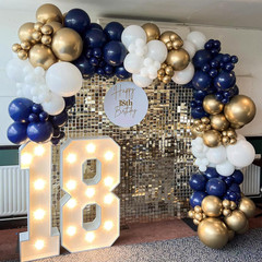 Navy Blue and Gold Balloons Garland Arch Kit-134Pcs Navy Blue Gold White and Con