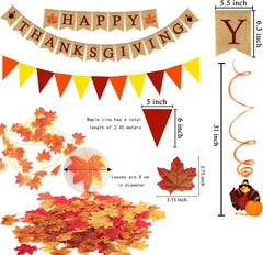 Happy Thanksgiving Burlap Banner Paper Triangular Bunting Maple Leaf Pumpkin Tur