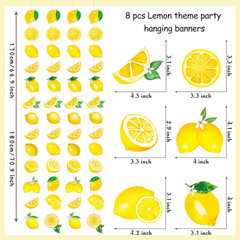 8Pcs Lemon Hanging Garlands Yellow Lemon Birthday Party Decorations Lemonade The