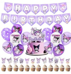 Kuromi BD Party Supplies: cakecupcake toppers, balloons, HBD banner US seller