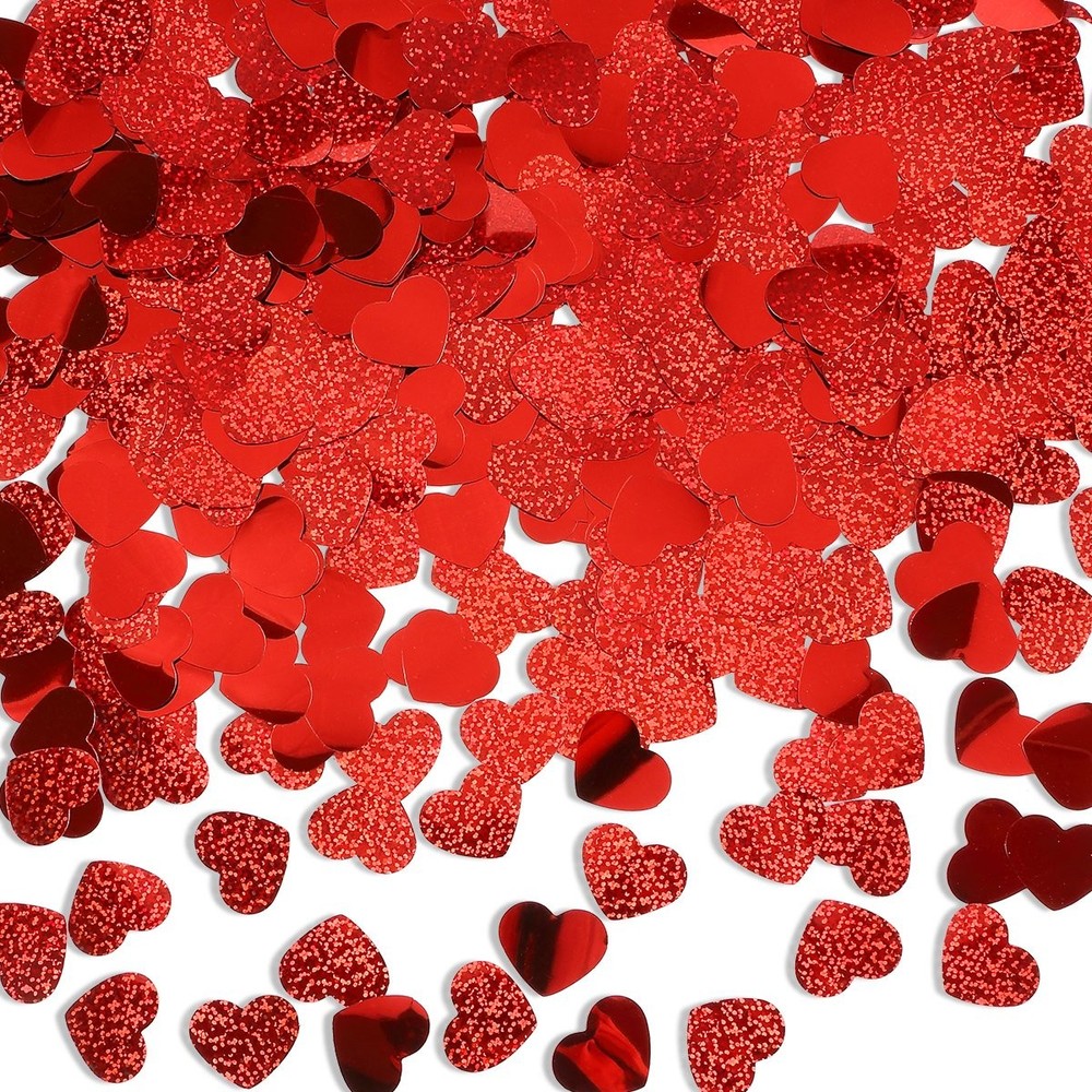600 PCS Red Glitter Heart Confetti Valentines Day Wedding Table Decoration