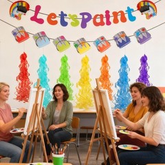 Art Party Decorations Kit Let’s Paint Splatter Party Supplies Include Rainbow…