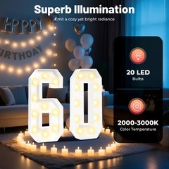 60 Light Up Numbers 60th Birthday Party Decoration Light Up Numbers Decorations
