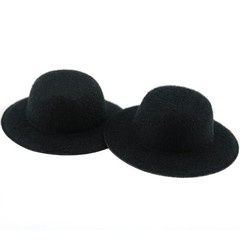 Handmade Small Wide Brim Doll Fedoras: 10pcs Felt Panama Hats with Flat Tops