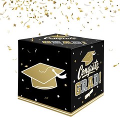 2026 Graduation Card Box in Black and Gold – Perfect for Celebratory Gifts