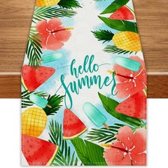 Watercolor Pineapple Watermenlon Summer Table Runner Summer Hawaiian Party