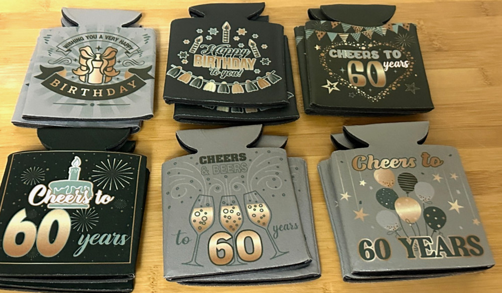 24 Pcs 60th Birthday Party Celebration Koozies For Cans Party Favors Decoration