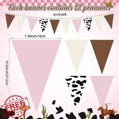 Pasimy Pink Brown Cowgirl Banner