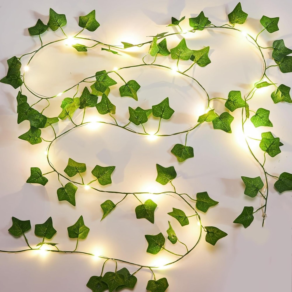 2 Pack 6.56 Ft Vines with Fairy Lights Battery Operated, 40 LEDs Artificial