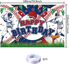Baseball Birthday Party Backdrop Baseball Themed Happy Birthday Banner Photograp