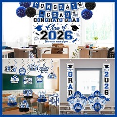 Graduation Decorations 2026 Set Black and Blue – Dark