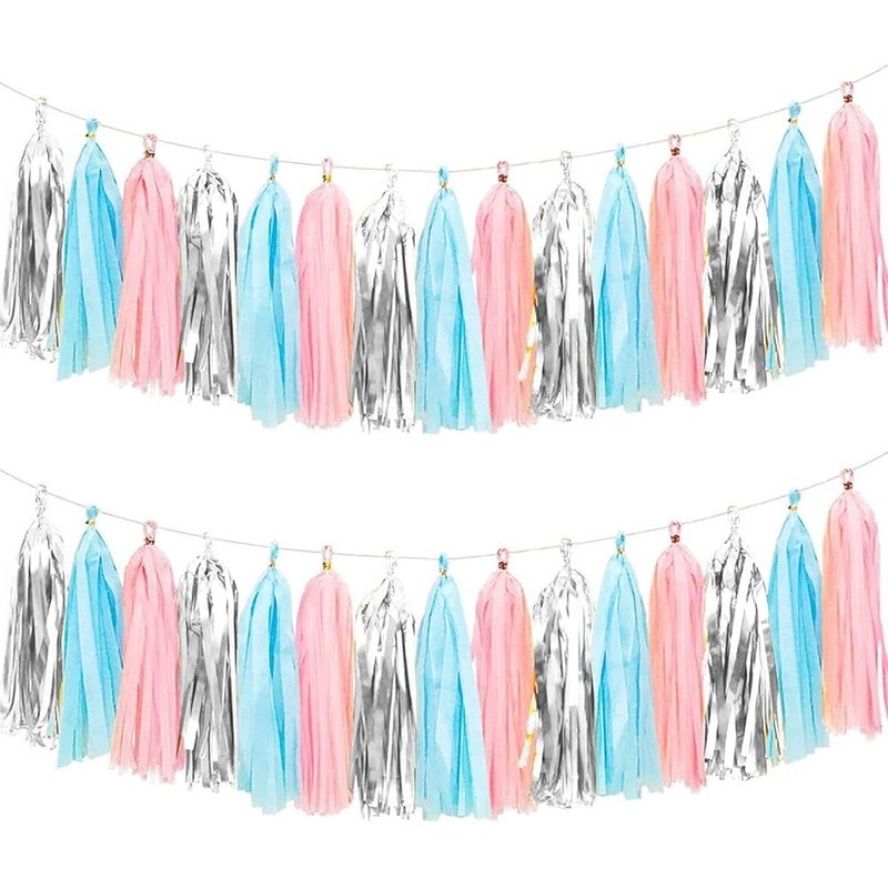 Tissue Paper Tassel Garland DIY Kit Baby Shower Birthday Party Decoration New