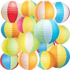 16PCS Pool Party Decorations, Summer Beach Ball Paper Lanterns, Colorful Luau…