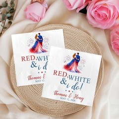 Personalized Red White & I Do Wedding Napkins Custom Decor SATTNA0715