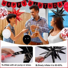 Red and Black Birthday Decorations for Men Women, Red Party Decorations for B…