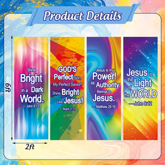JarThenaAMCS 4Pcs VBS Decorations Neon Jesus Scripture Hanging Banner Sign Color