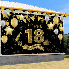 18th Birthday Backdrop Banner Birthday Party Background Decoration Flag Indoor❀