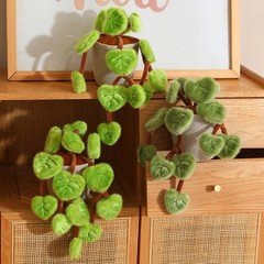 Plush Pothos Plant Decor, 2 Color Options Faux Trailing Greenery Stuffed Home