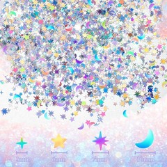 Iridescent Glitter Confetti, Fairy Moon Stars, DIY Party Supplies, Silver