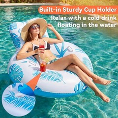 New Inflatable Pool Floaties Adult with 50W Air Pump,Heart Shape Float Chair Cup