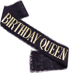 Birthday Queen Sash for Girls,Black Lace Gold Word Glitter Sash,Women’s Happy Pa