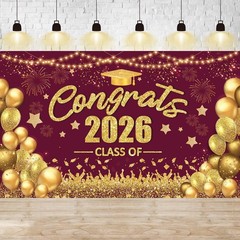 Class of 2026 Banner Congrats Graduation Decorations Large Maroon and Gold G…