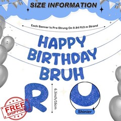 Fulmoon Glitter Bruh Birthday Banner Dark Blue Teen Party Decor
