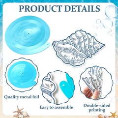 60PCS Blue Bow Starfish Seashell Hanging Swirls Beach Party Decoration Coasta…