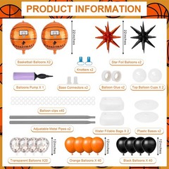2 Sets Basketball Balloon Column Stand Kit Balloon Arch with Adjustable Stand…