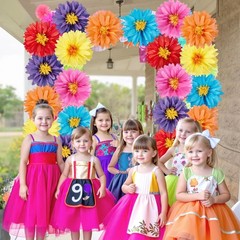 Daisy Tissue Paper Pom Poms,Premium Crepe Paper Flowers,Fiesta Colorful Mexic…