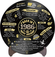 40Th Birthday Party Decorations for Men Women, Back in 1986 Poster Vinyl Record,