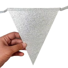 Dusty Blue Silver White Party Decorations Pennant Banner Flag Hanging Glitter…