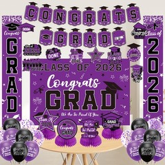 Graduation Decorations 2026 Purple Set, 60 inches x 40 inches,