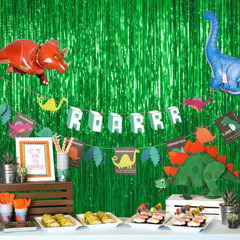Thicken Green Streamers 4 Pack 13.2X8.2 FT, Tinsel Backdrop Curtains, Foil Fring