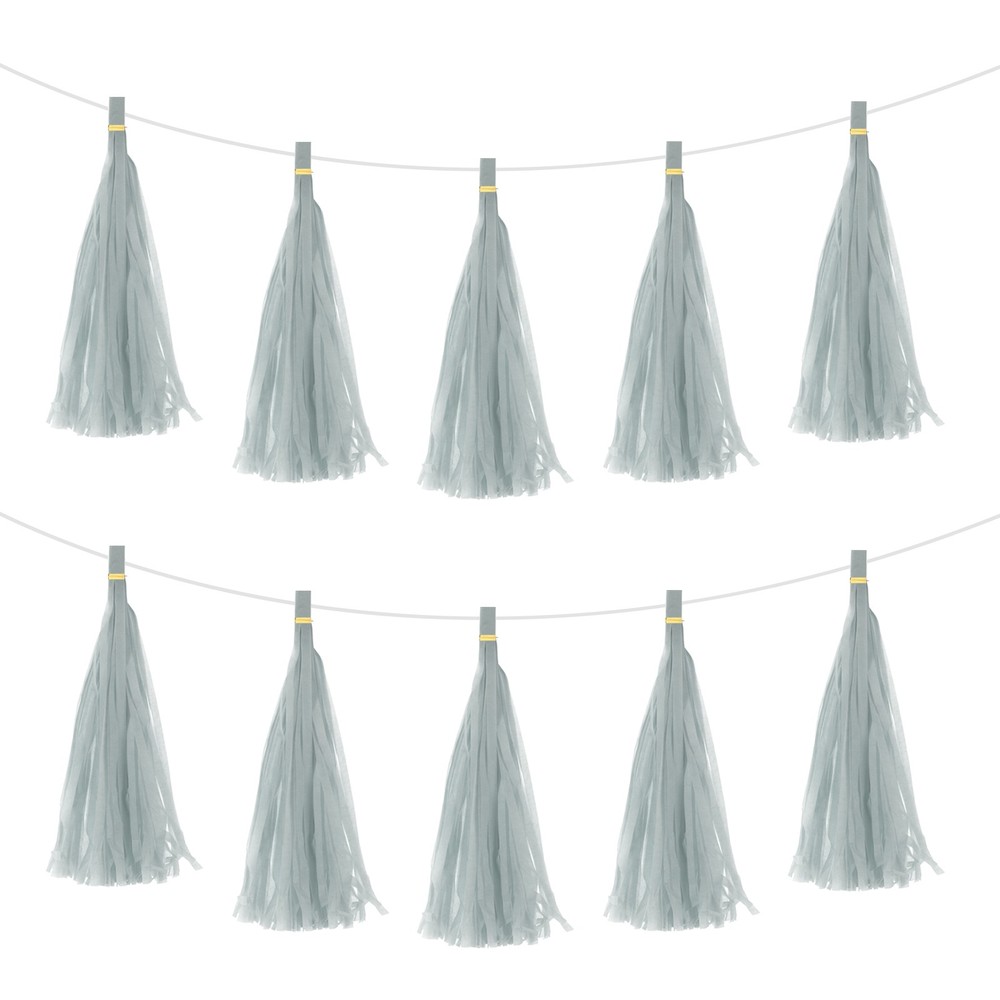 30 Pack Gray Tassel Garland Banner with Rope
