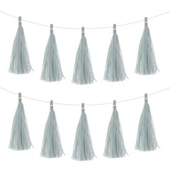30 Pack Gray Tassel Garland Banner with Rope