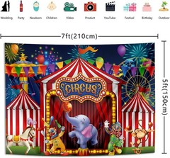 Delightful Red Vinyl Carnival Theme Backdrop for Fun Kids Celebrations