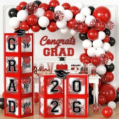 2026 Graduation Decorations, Red And Black Graduation Decorations 2026 Arch K…