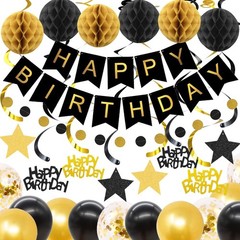 Birthday Decorations, NO DIY, Pre-Strung Happy Birthday Banner with Honeycomb…