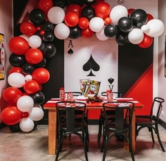 Poker Balloons, Casino Theme Party Balloons Black White Red Poker Card Ballon