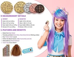 Metal Pirate Coins – Bronze, Silver, Gold & Rose Gold Coin Set – M, L, XL, XXL