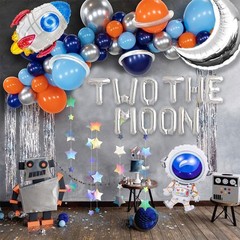 Two The Moon Balloons, 16inch Silver Letter foil Balloons Large Moon Man Robo…