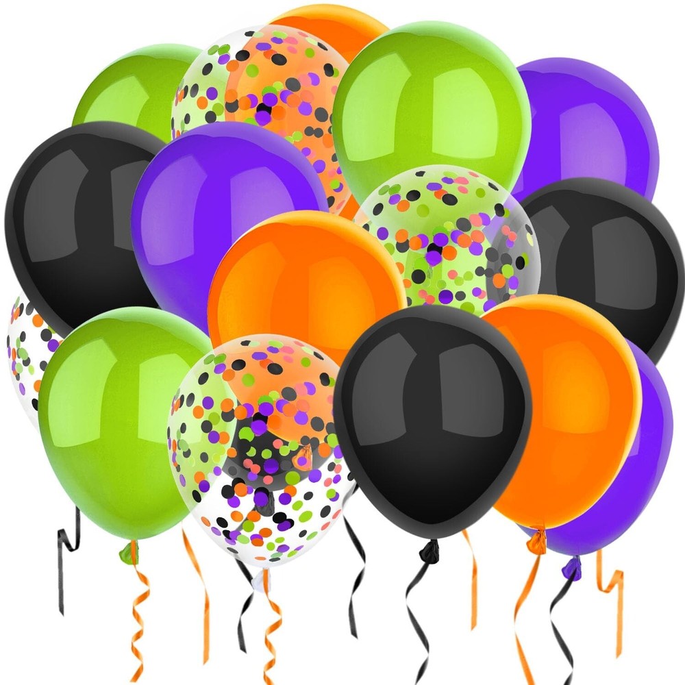 50 Pcs 12 Inch Halloween Balloons Halloween Decorations Orange Black Purple G…