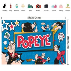 Popeye the Sailor Party Supplies Backdrop Background Banner Birthday Gift 5x3ft